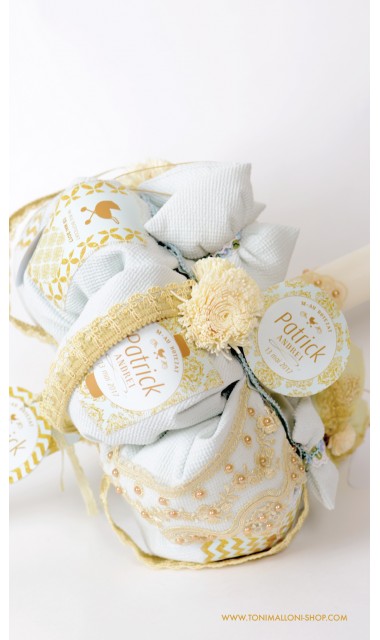 Lumanare botez gold cu verde menta pentru baieti, 65x4 cm, Gold & Mint 4